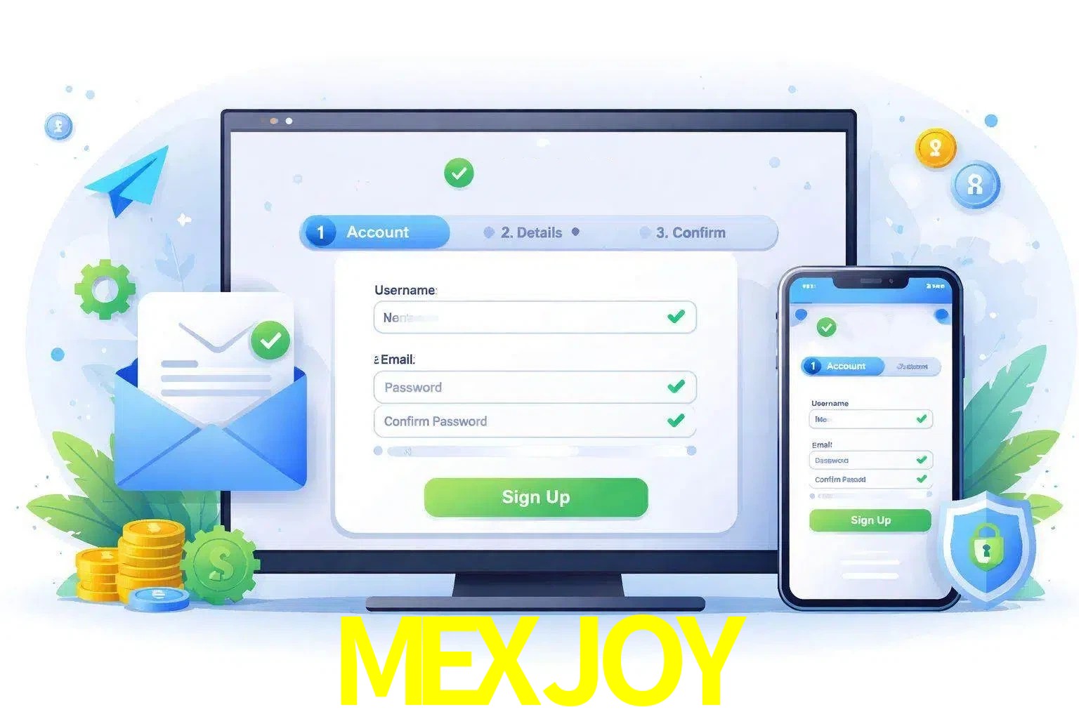 Registro de nuevo usuario y configuración de cuenta MEXJOY