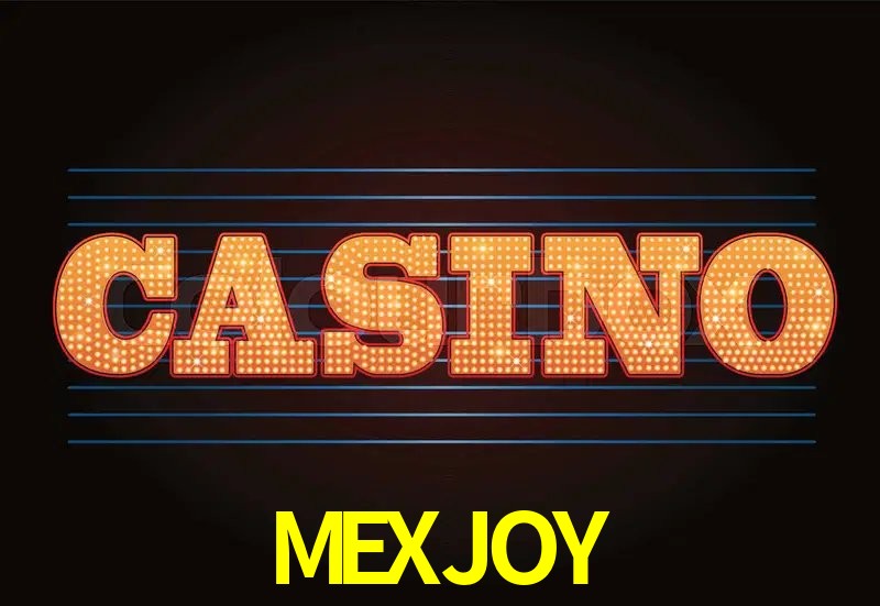 Una escena digital vívida inspirada en casino con MEXJOY mostrado prominentemente, luces brillantes, fichas, cartas y acentos dorados.